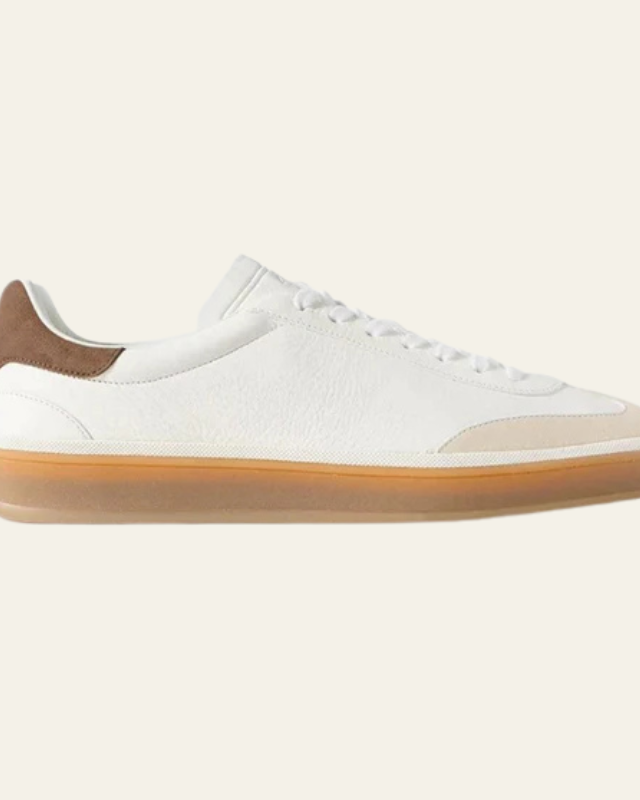 Sneaker Uomo in Pelle Profilo Basso Dettagli Suede Informale