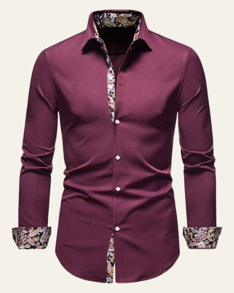 Camicia Uomo a Bottoni Bordo a Contrasto Sartoriale