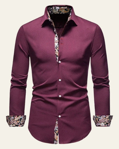 Camicia Uomo a Bottoni Bordo a Contrasto Sartoriale