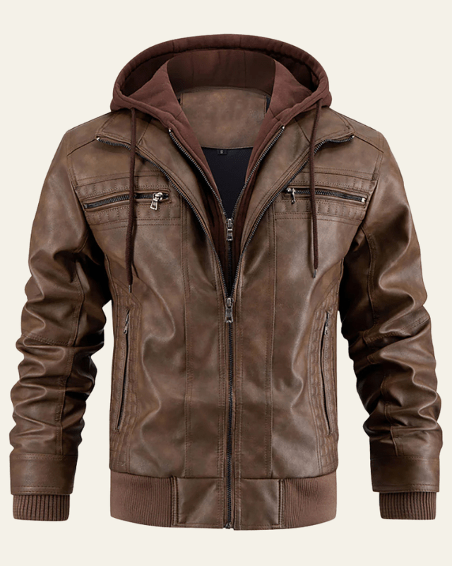 Giacca Biker Uomo con Cappuccio