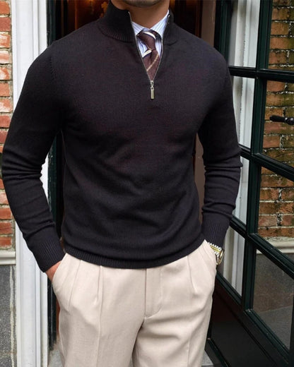 Maglione Uomo Collo Alto Zip Parziale Stile Europeo Versatile