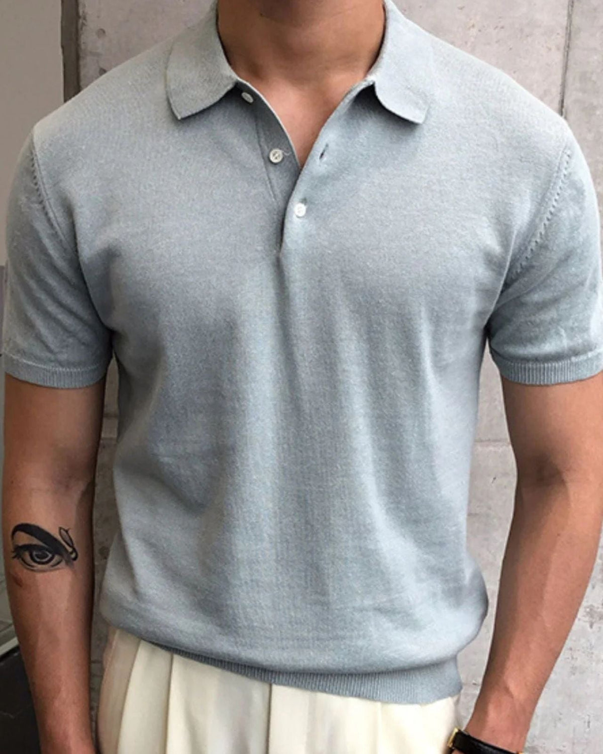 Polo Uomo in Cotone Lavorato a Maglia Sobrio Comfort Immediato