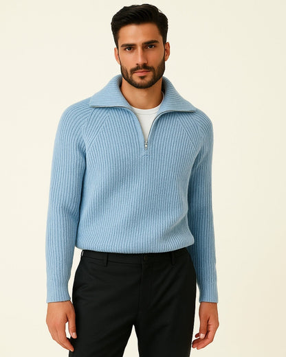 Maglione Uomo con Zip a Metà Torace Caldo Maglia di Qualità