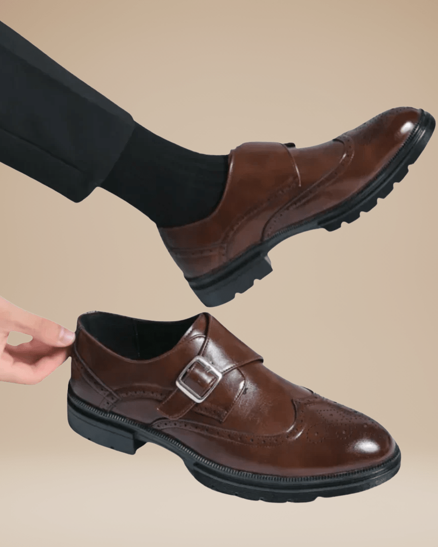 Scarpe Monk Strap Uomo in Pelle Liscia Fibbia Singola Eleganti