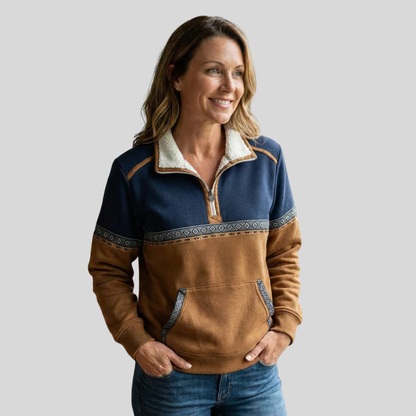 Alvette | Pullover con Mezza Zip e Collo Sherpa