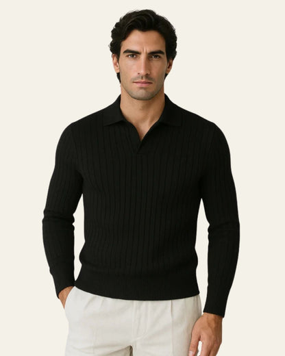 Polo Uomo in Maglia a Coste Aderente Minimalismo Raffinato