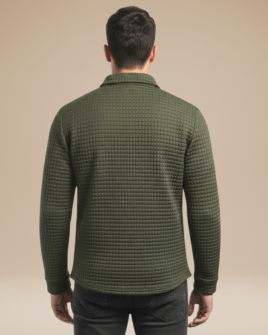 Polo Uomo Maniche Lunghe in Maglia a Nido d'Ape Calda Elegante