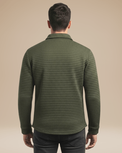 Polo Uomo Maniche Lunghe in Maglia a Nido d'Ape Calda Elegante