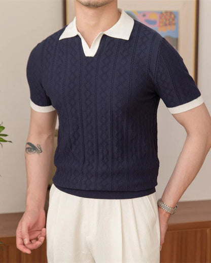 Polo Uomo in Maglia di Lyocell Leggera Eleganza Raffinata