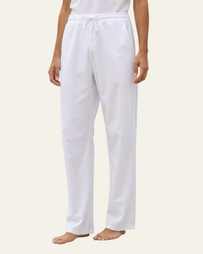 Pantaloni Uomo in Cotone Lino con Coulisse Rilassati Comodi