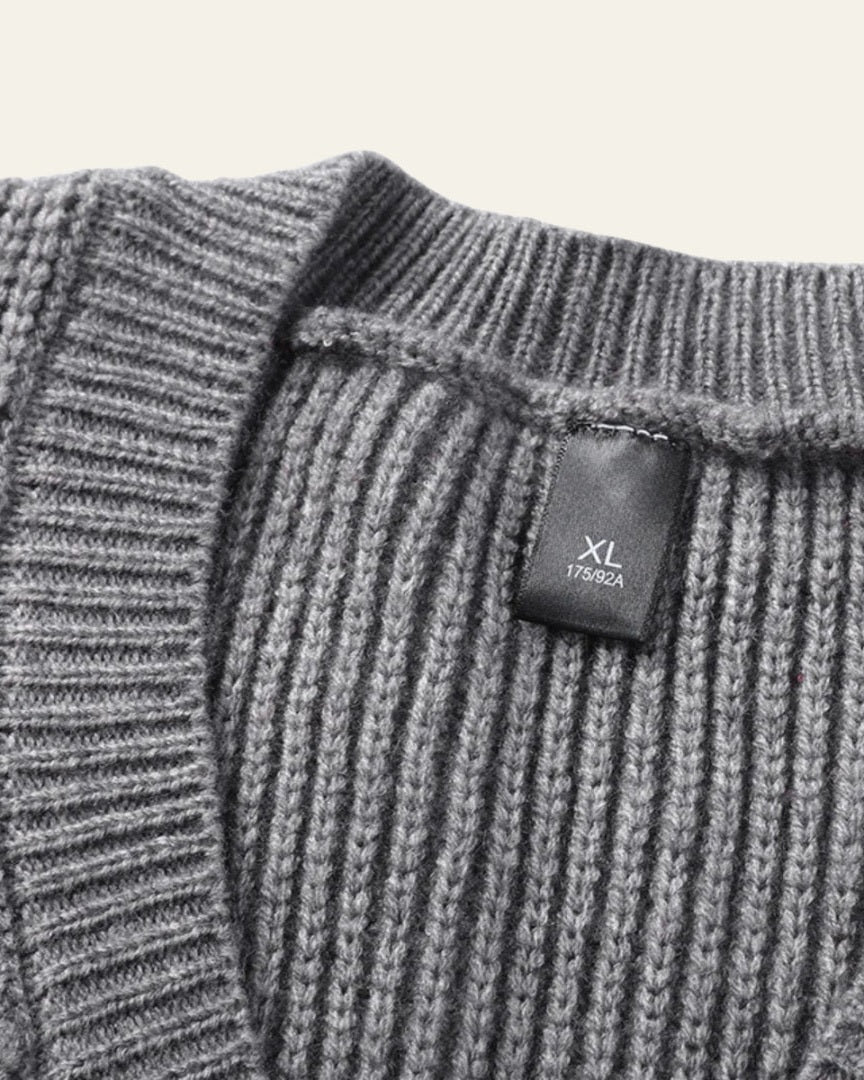 Gilet Uomo in Maglia a Trecce con Scollo a V