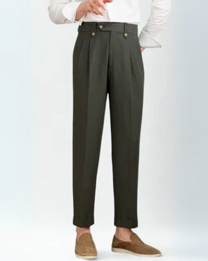 Pantaloni Uomo a Pieghe in Lino e Cotone Struttura Respiro