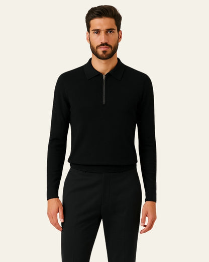 Polo Uomo in Maglia con Zip a Quarto Lusso Senza Sforzo