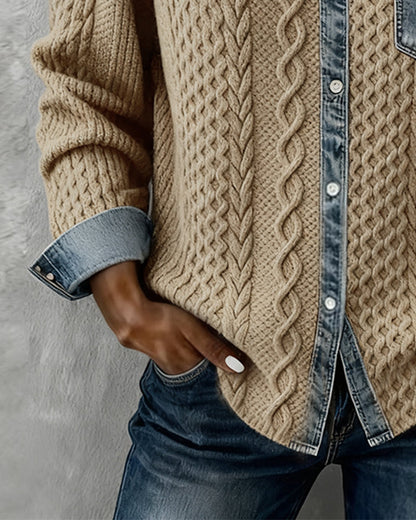 Odette | Camicia a Maniche Lunghe con Dettagli in Denim