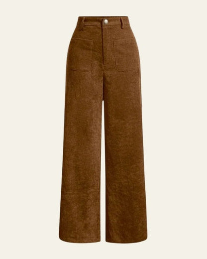 Pantaloni Donna in Velluto a Coste a Vita Alta