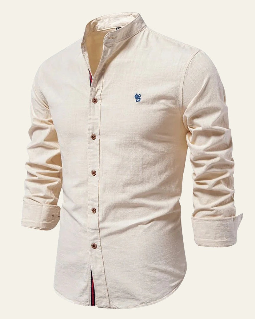 Camicia Uomo Collo a Banda Soft Weave Leggera Comoda