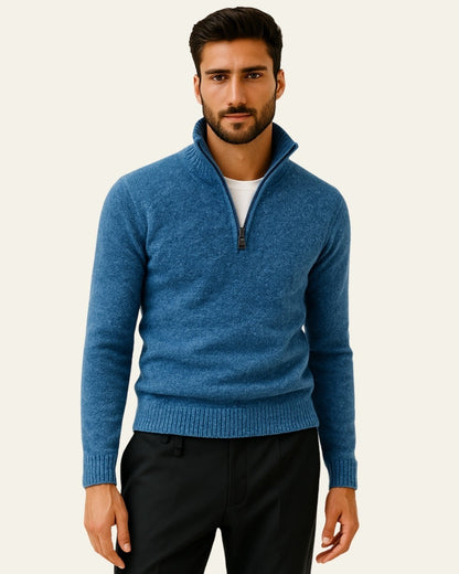 Maglione Uomo Testurizzato con Zip a Metà Texture Raffinata
