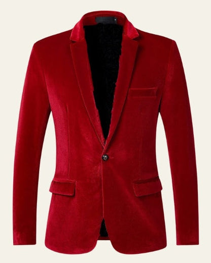 Blazer Uomo Effetto Velluto con Bottone Unico