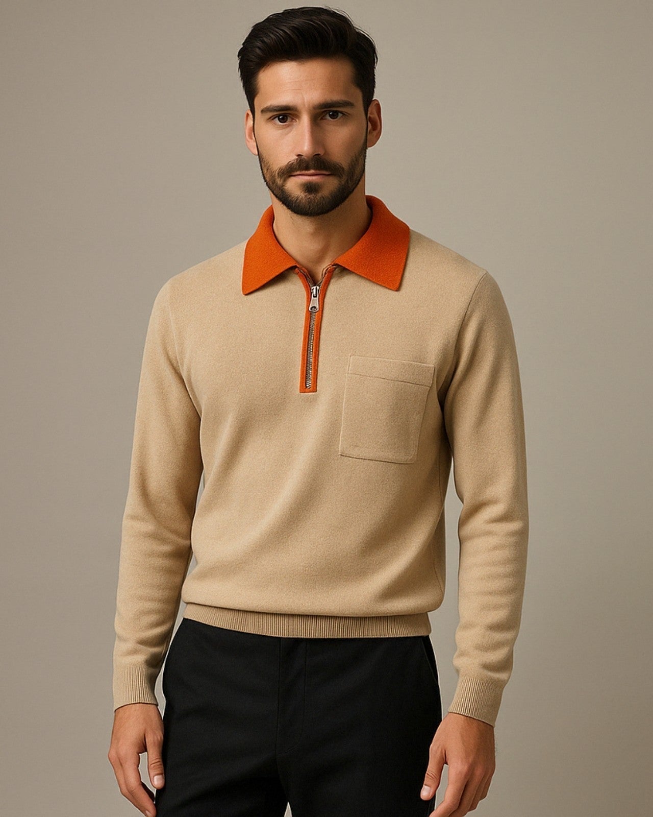 Maglione Uomo in Cashmere con Zip Morbido Raffinato Premium