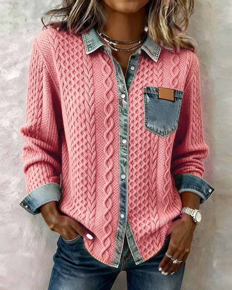 Odette | Camicia a Maniche Lunghe con Dettagli in Denim