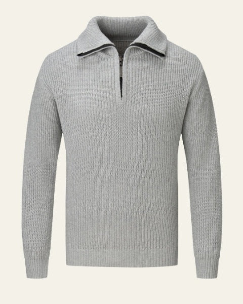 Maglione Uomo Mezza Zip Eleganza Alpina Intreccio Testurizzato