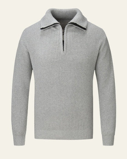 Maglione Uomo Mezza Zip Eleganza Alpina Intreccio Testurizzato