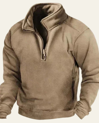 Maglione Uomo con Zip a Metà Texture Fleece Leggera Comodo