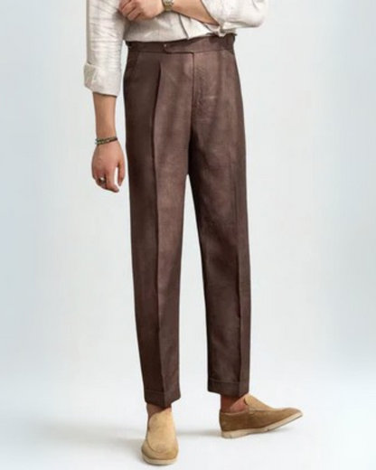 Pantaloni Uomo in Lino con Pieghe Traspiranti Silhouette Estiva
