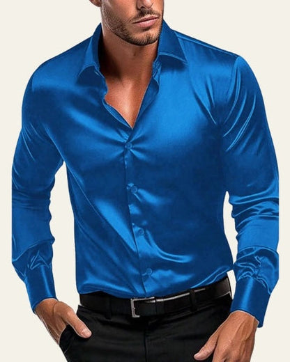 Camicia Uomo Satinata Maniche Lunghe Superficie Lucida