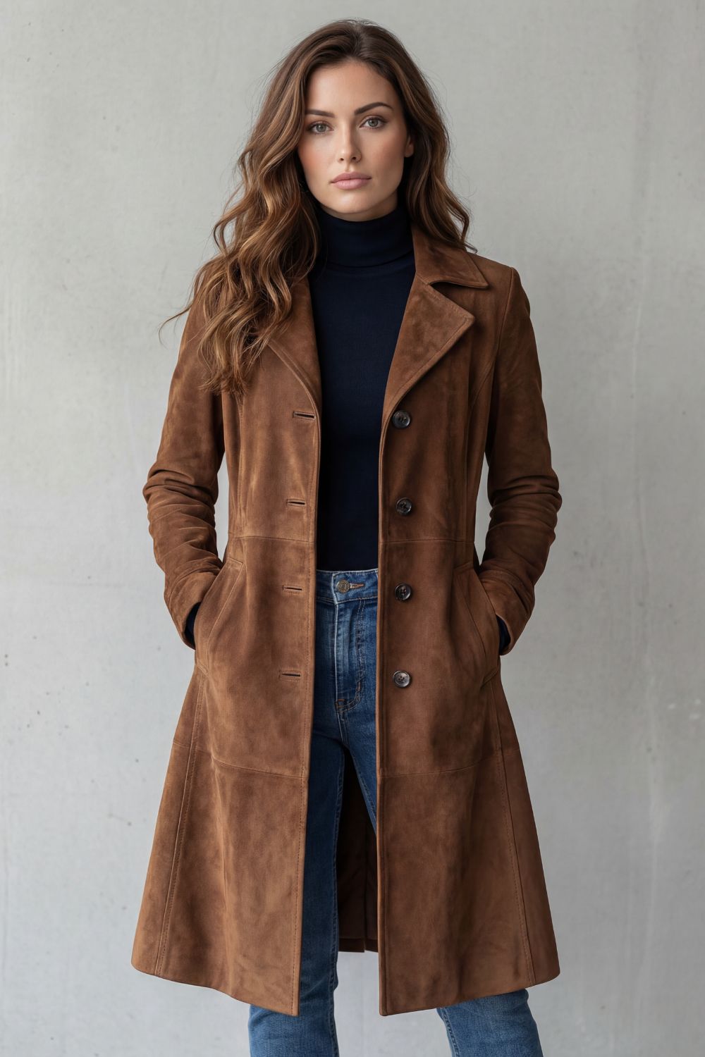 Ornella | Cappotto Lungo Donna Effetto Camoscio