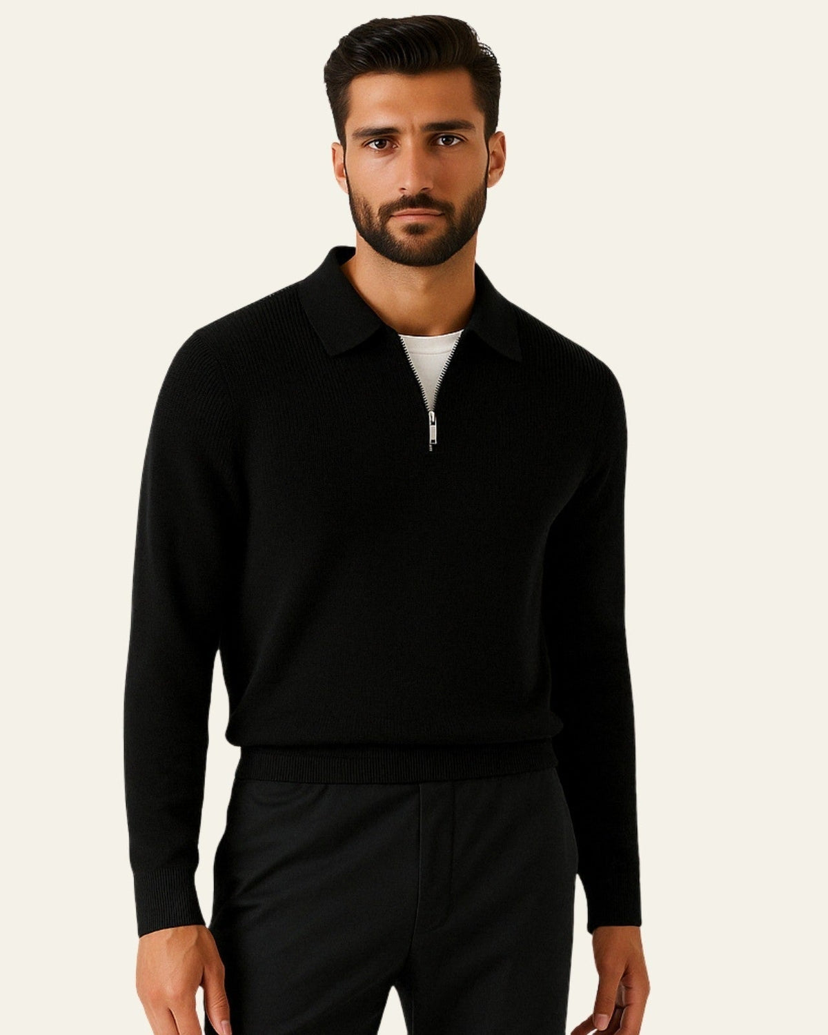 Maglione Uomo a Trecce con Zip Misto Cotone Morbido Comodo