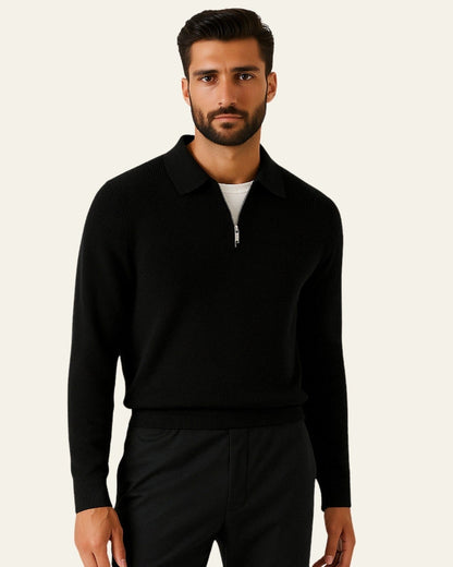Maglione Uomo a Trecce con Zip Misto Cotone Morbido Comodo