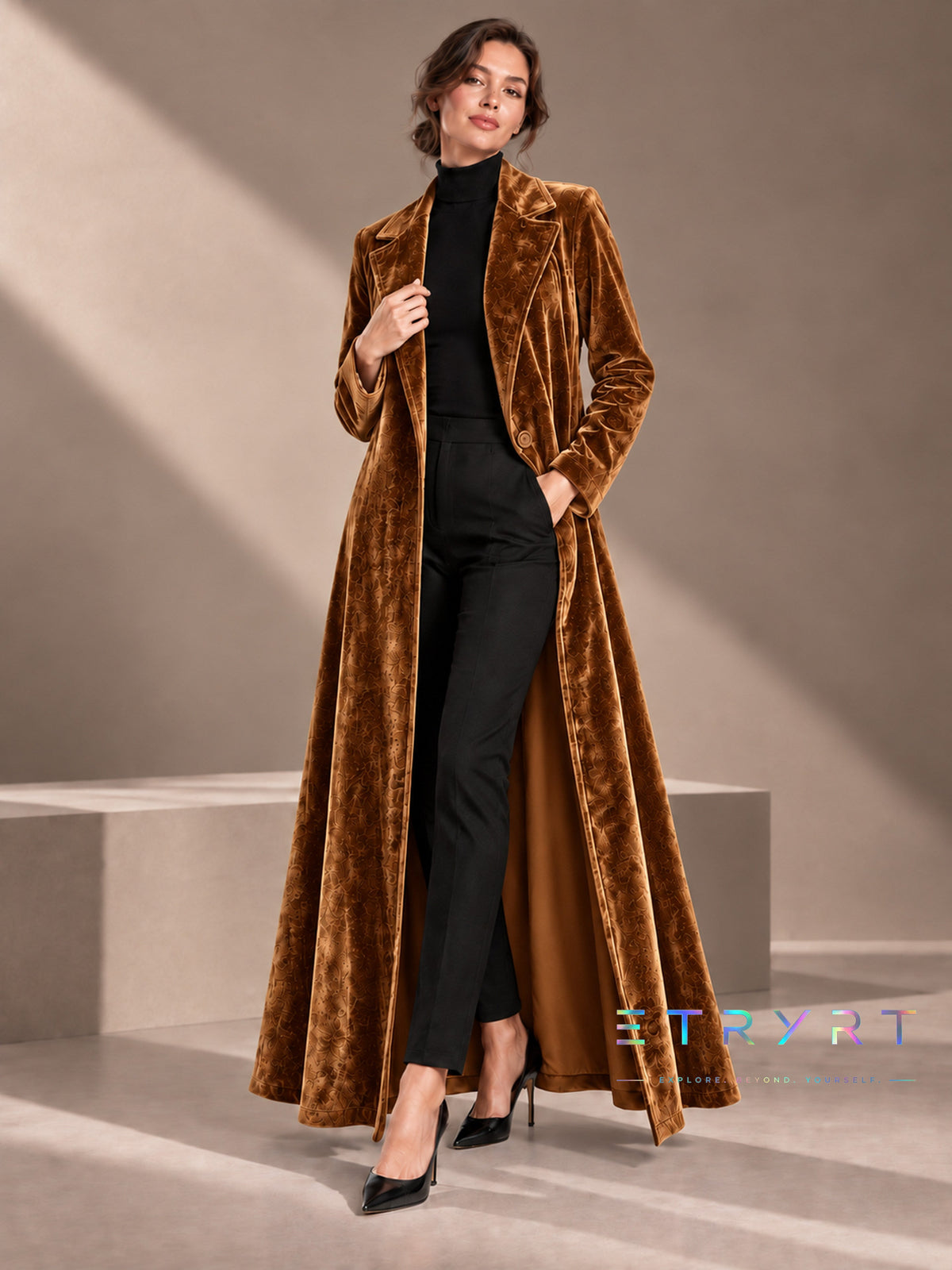 Beatrice | Cappotto Maxi Donna in Velluto Aperto