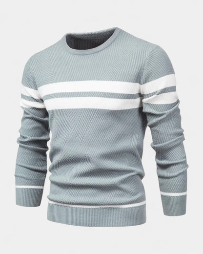 Maglione Uomo a Righe Girocollo Misto Viscosa Cotone Leggero