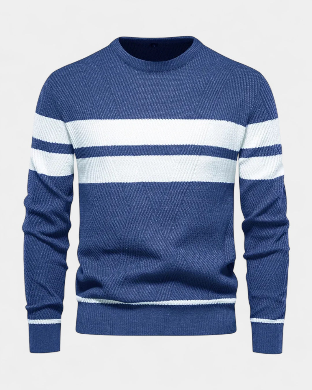 Maglione Uomo a Righe Girocollo Misto Viscosa Cotone Leggero