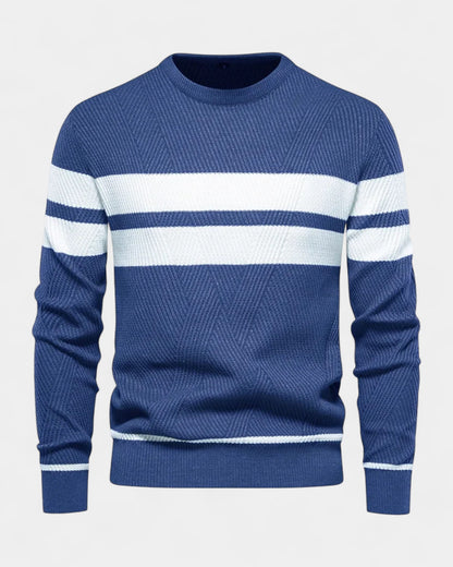 Maglione Uomo a Righe Girocollo Misto Viscosa Cotone Leggero
