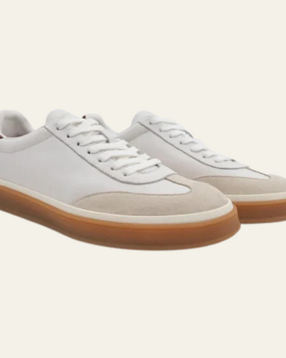 Sneaker Uomo in Pelle Profilo Basso Dettagli Suede Informale