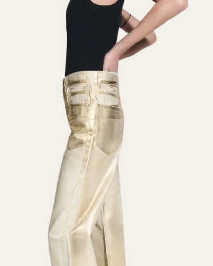 Jeans Donna Metallizzati Dorati