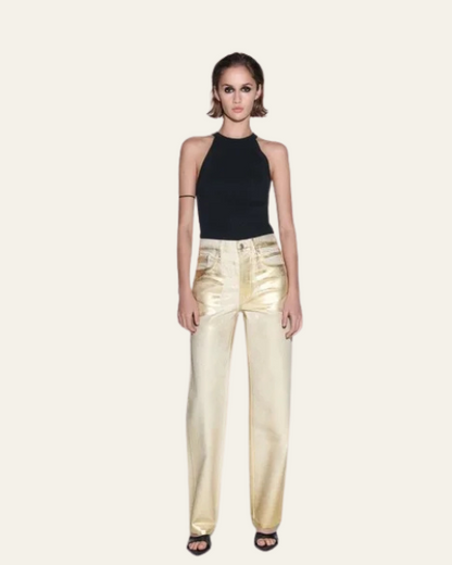 Jeans Donna Metallizzati Dorati