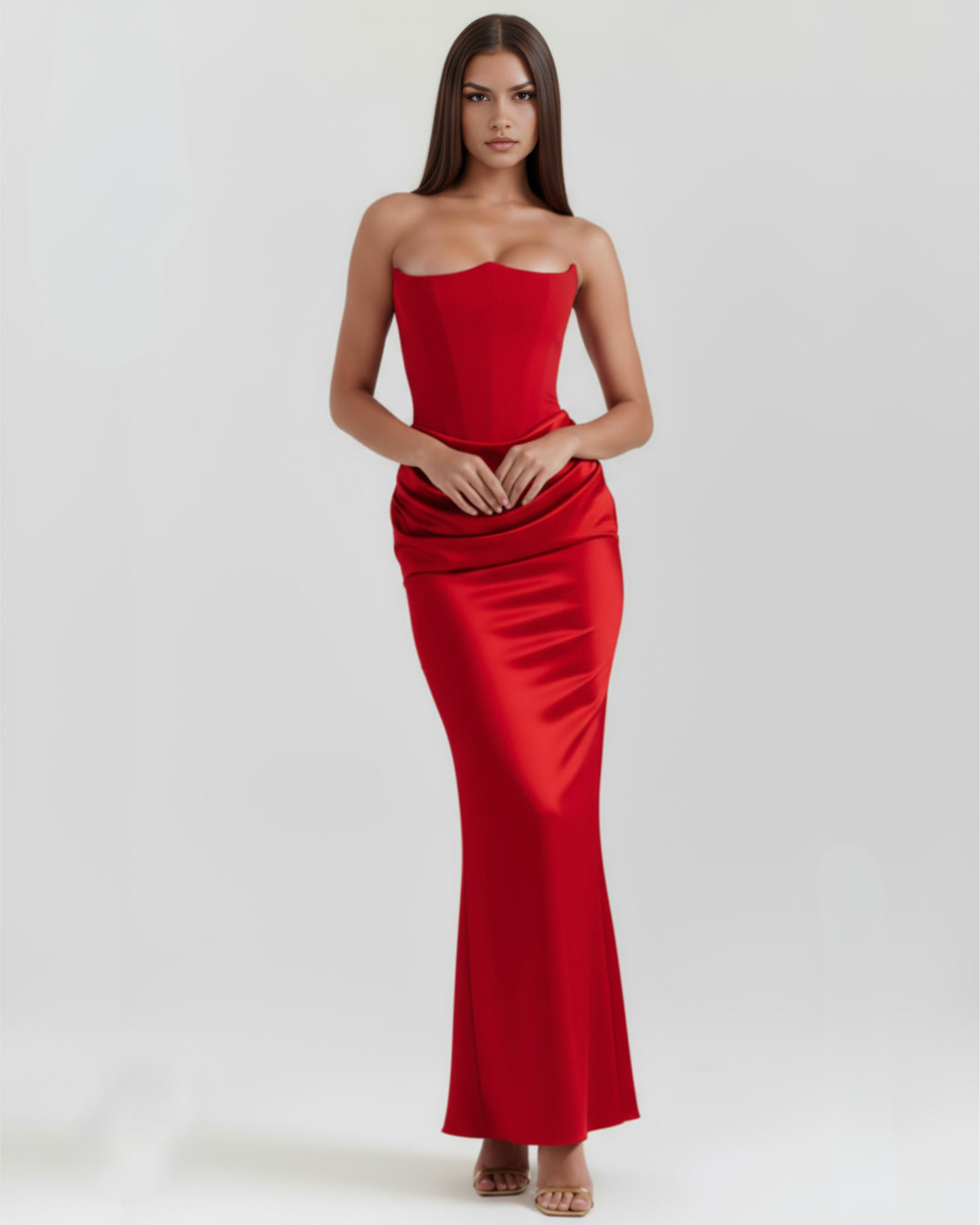 Abito Lungo Donna Corsetto Senza Spalline