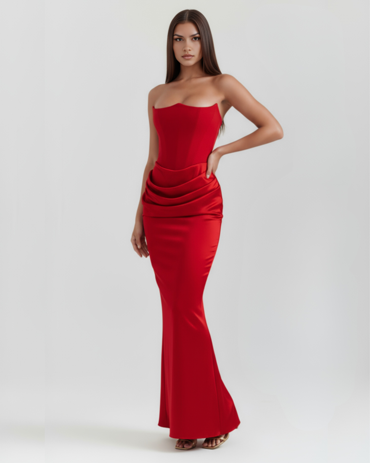 Abito Lungo Donna Corsetto Senza Spalline