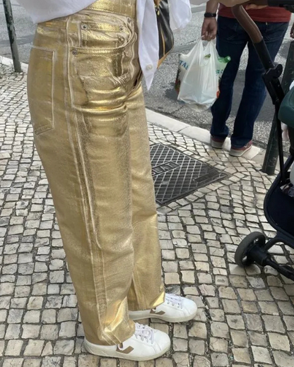 Jeans Donna Metallizzati Dorati