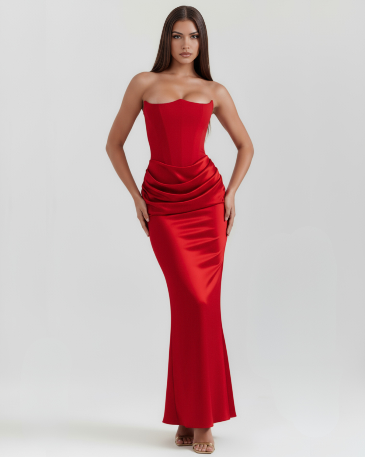 Abito Lungo Donna Corsetto Senza Spalline