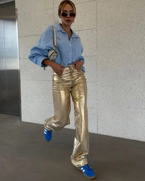 Jeans Donna Metallizzati Dorati
