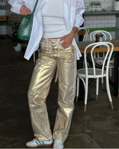 Jeans Donna Metallizzati Dorati