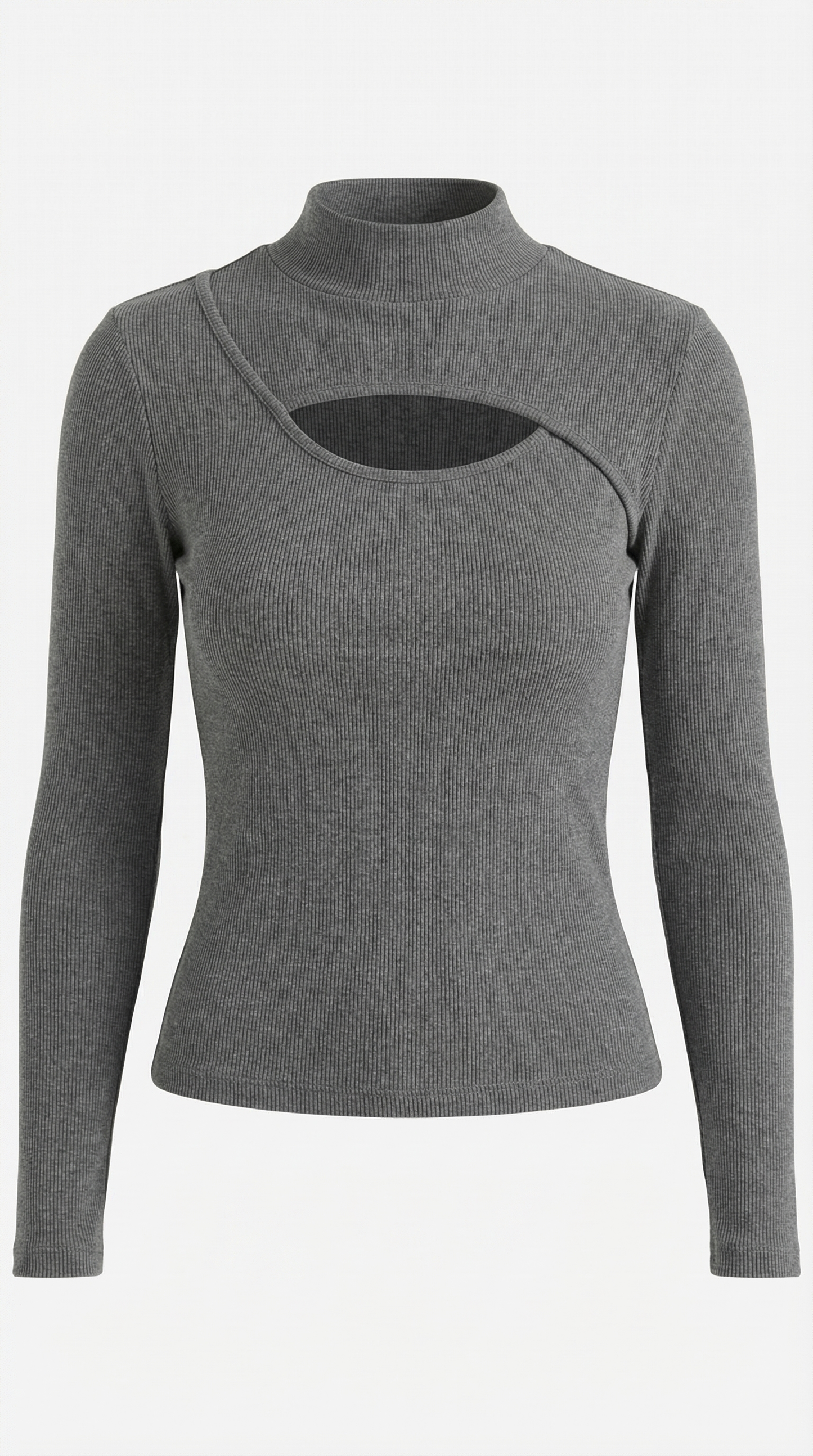 Top Donna a Maniche Lunghe con Tagli sul Petto