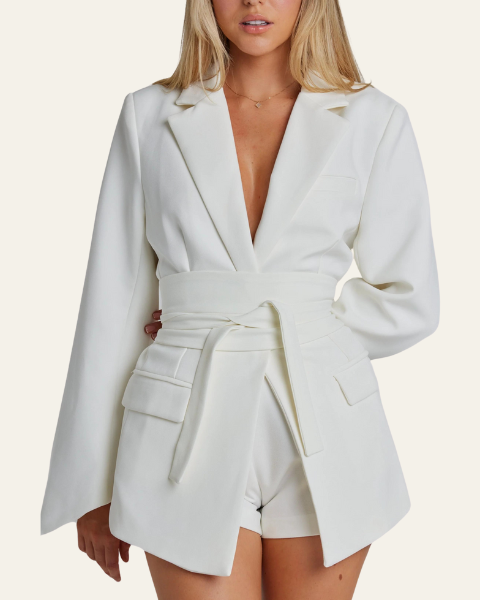 Blazer Donna con Cintura in Vita
