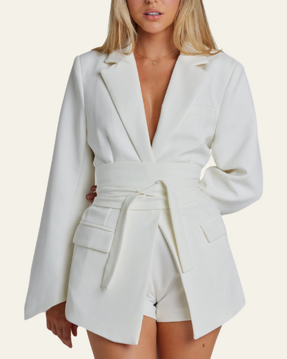Blazer Donna con Cintura in Vita
