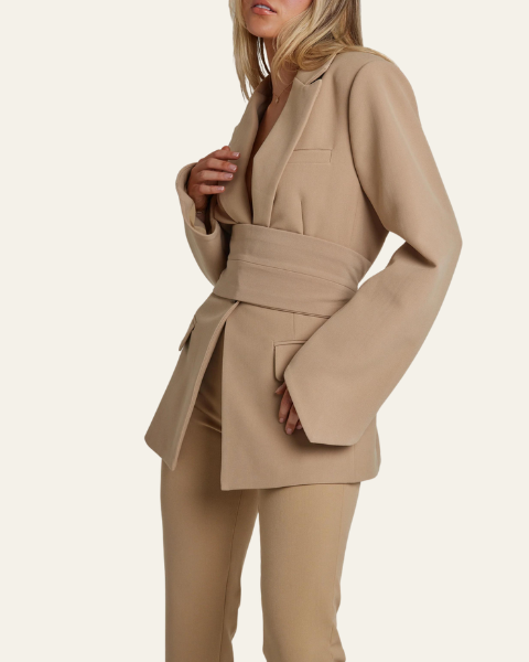 Blazer Donna con Cintura in Vita