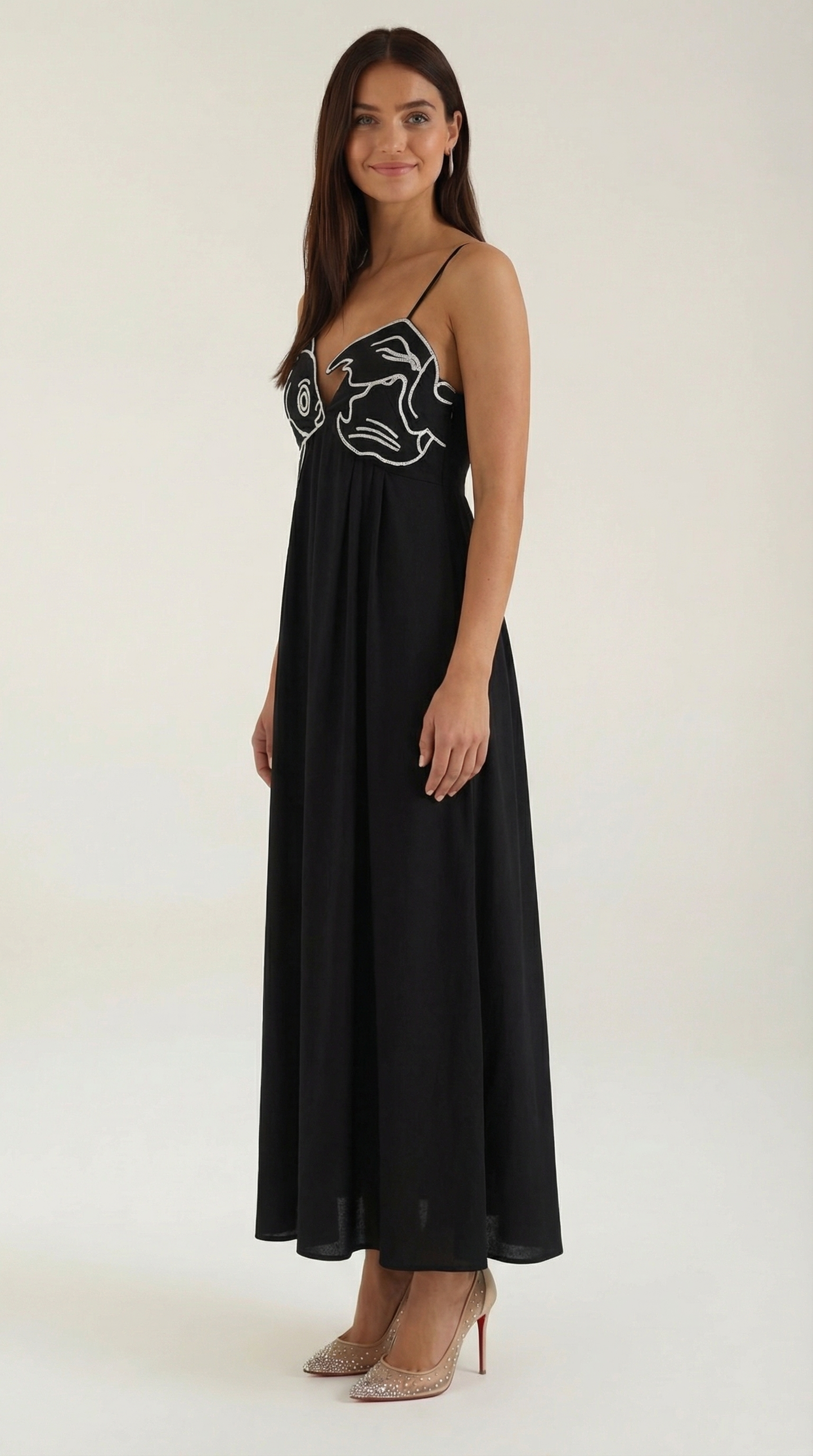 Abito Lungo Donna Ricamato Boho